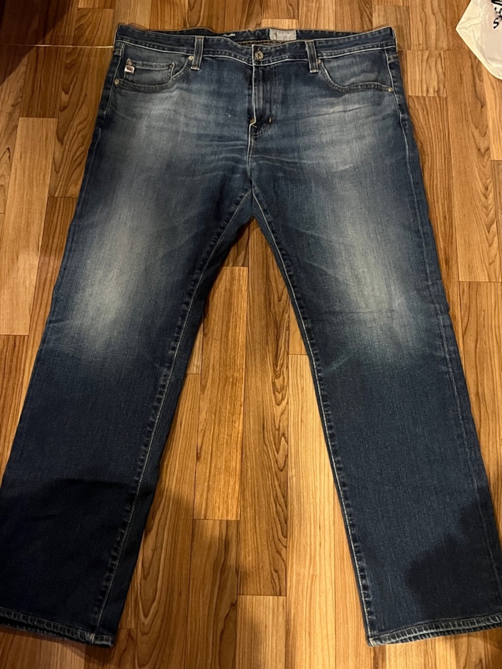 AG Adriano Goldschmied Men's Straight Jeans in Dark Indigo with Fading